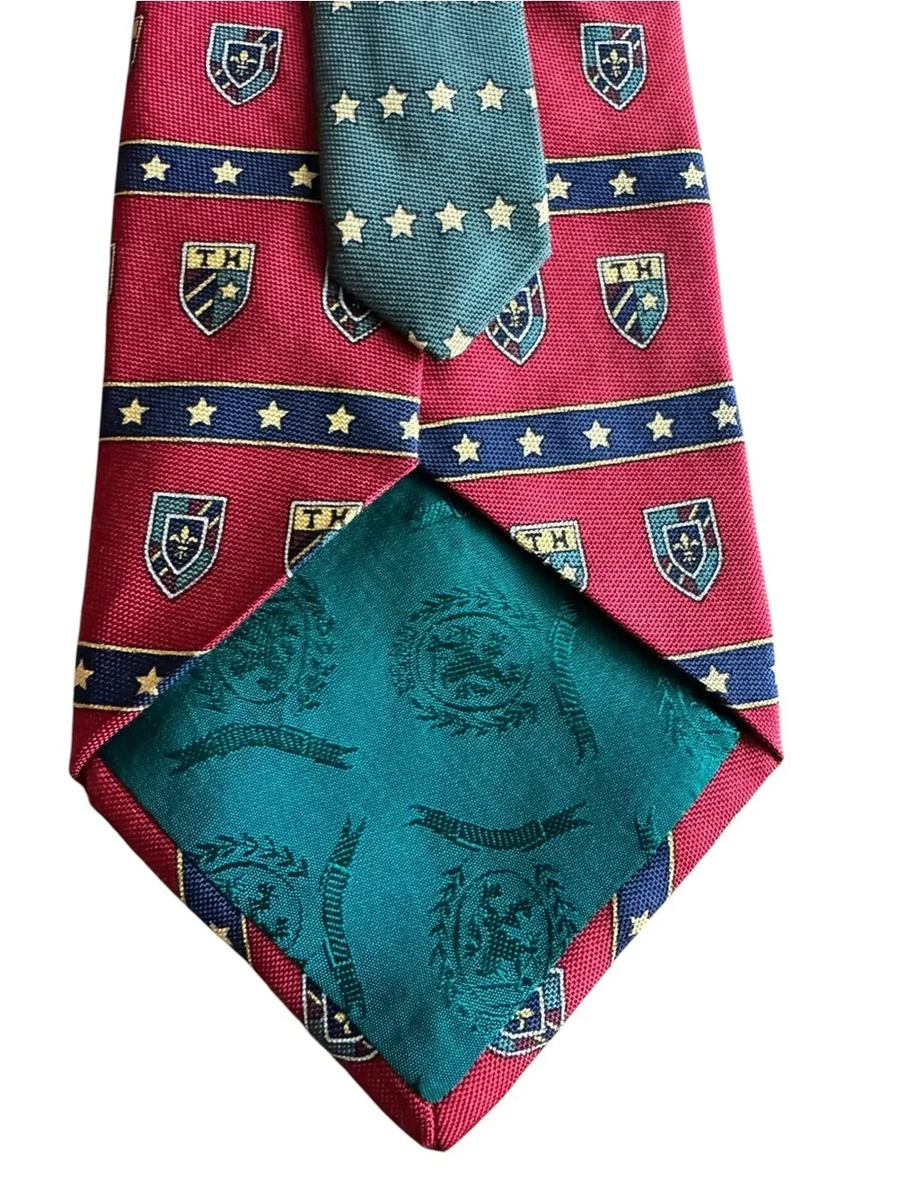 Vintage Tommy Hilfiger Crest Star Patterned Tie, 100% Italian Silk